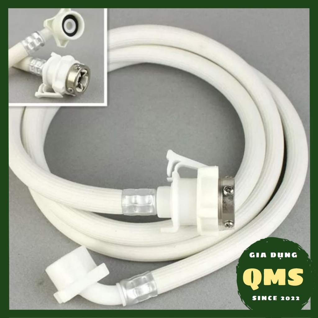 Dây cấp nước máy giặt cửa trên 1,5m và 3m màu trắng đa năng nhựa dẻo khớp nối phi 27 - DS006/ DS007