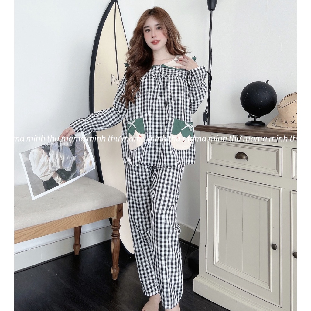 Bộ bầu - bộ sau sinh - cho con bú - 2 chức năng - chất liệu ktee lanh ( Túi Thêu Qủa Dâu WEET-Dài )