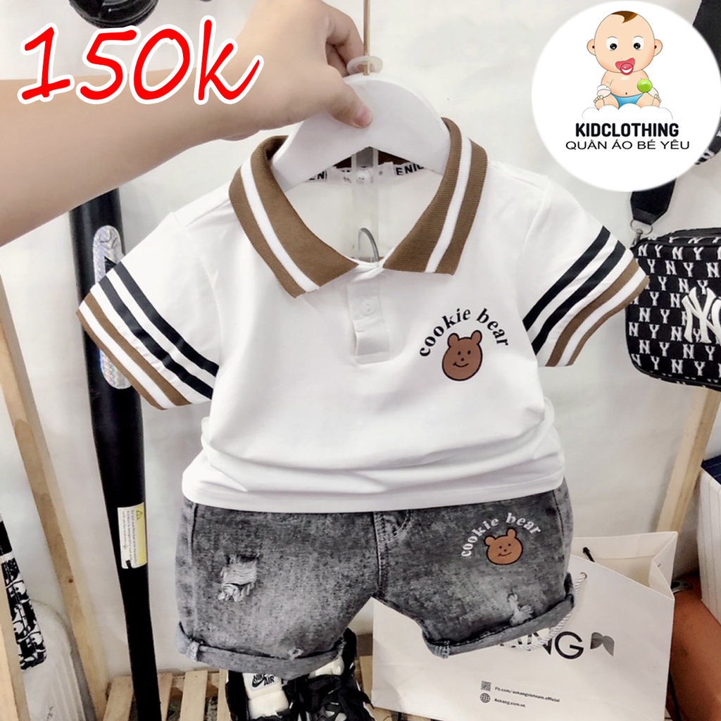 Bộ Gấu áo cotton quần jean dày dặn cho bé từ 5 đến 25 Kg