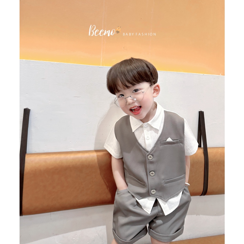 Set sơ mi gile công tử Beemo cho bé trai