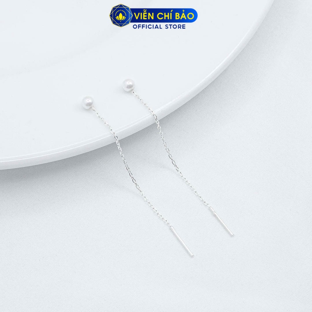 Bông tai bạc nữ trái châu dài chất liệu bạc S925 thời trang phụ kiện trang sức nữ thương hiệu Viễn Chí Bảo B400495
