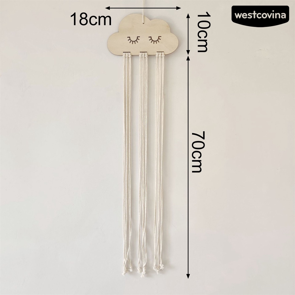 [WEST]⚘Hộp Đựng Kẹp Tóc Gắn Tường Hình Đám Mây Bằng Dây Cotton Chịu Tải Tốt Trang Trí Nhà Cửa