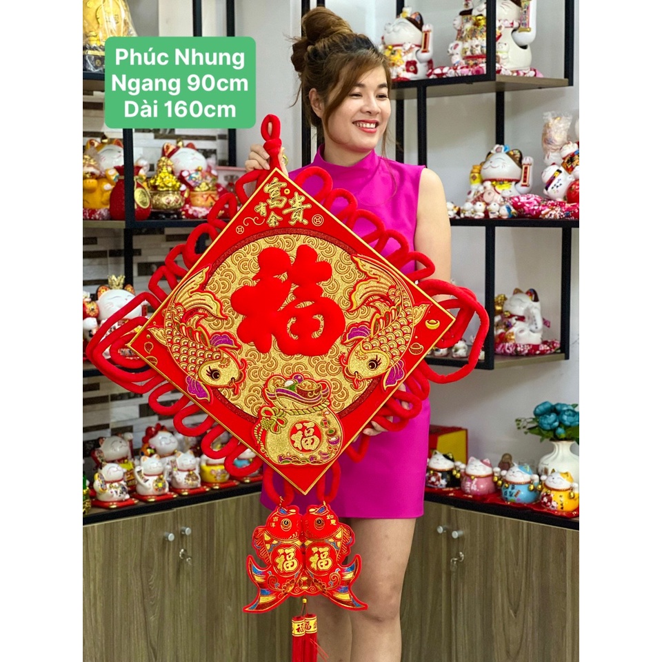 KHÁNH TREO CHỮ PHÚC ĐÔI CÁ CHÉP THU HÚT TÀI LỘC, TREO TIỆC CƯỚI