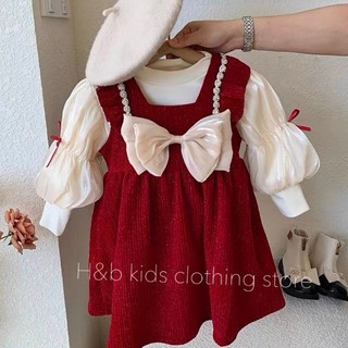 Váy đầm công chúa nhung đỏ mặc noel, mặc tết cho bé gái 9-20kg