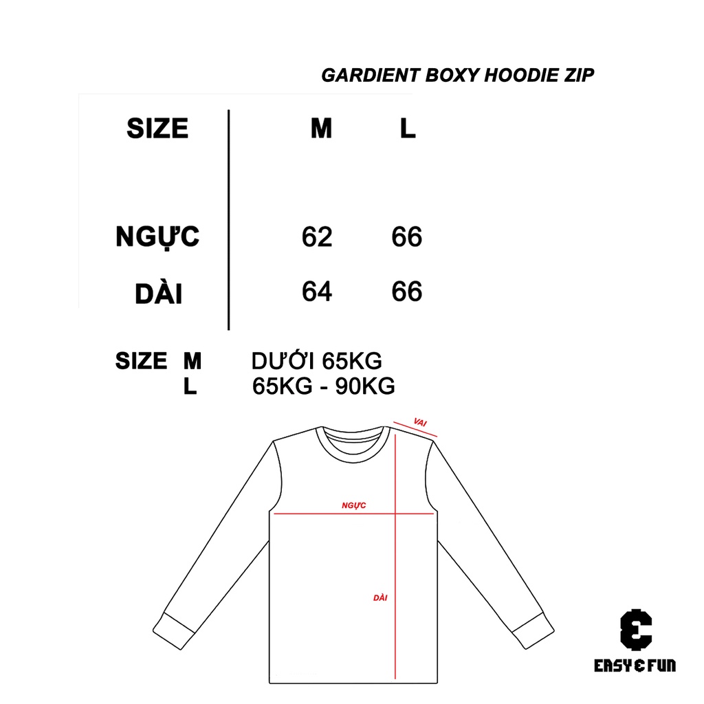 Áo hoodie khóa zip boxy unisex nam nữ Gardient zip hoodie