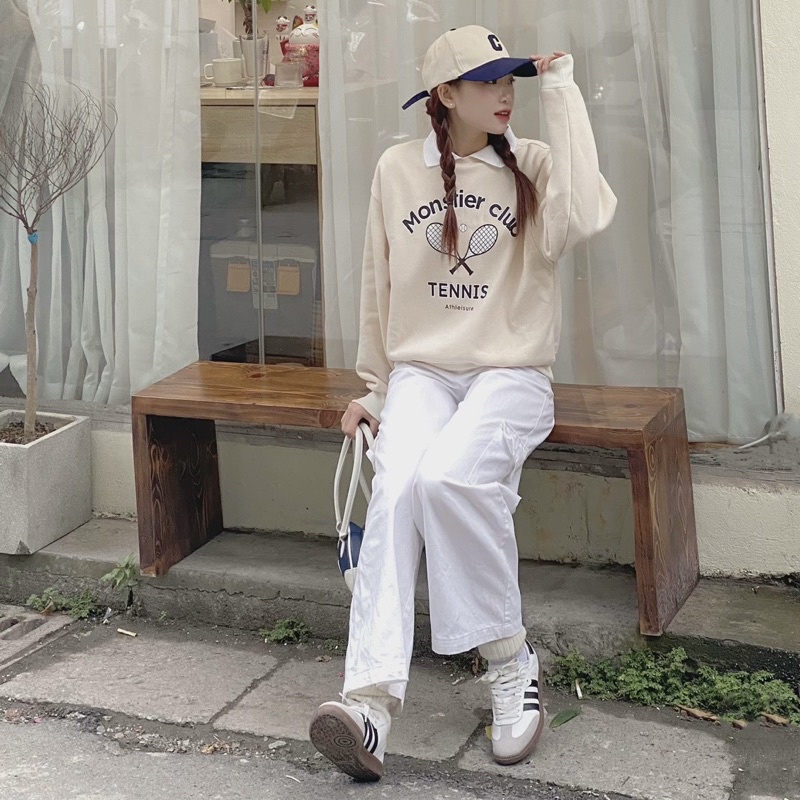 Áo Sweater Cổ Polo Style Preppy - Monstier Preppy Oldschool Sweatshirt 🤞🏻🧺🛀🏻