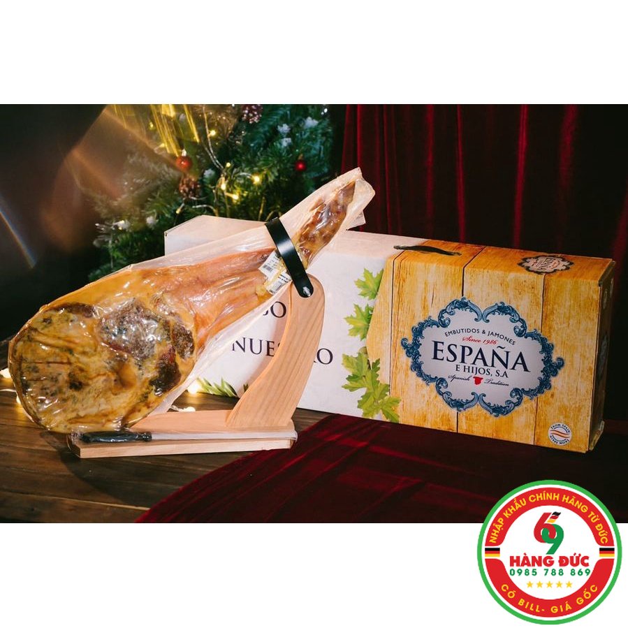 Đùi lợn muối Espana Jamon Paleta Bodega lợn trắng 5kg đùi trước/ 7kg đùi sau (kèm dao thớt)- HANGDUC69