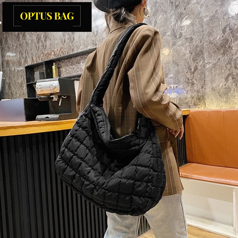 Túi Tote Đeo Dưới Cánh Tay Optusbag Bằng Cotton Họa Tiết Kẻ Sọc Nhiều Màu Sắc Thời Trang Mùa Đông Cho Nữ