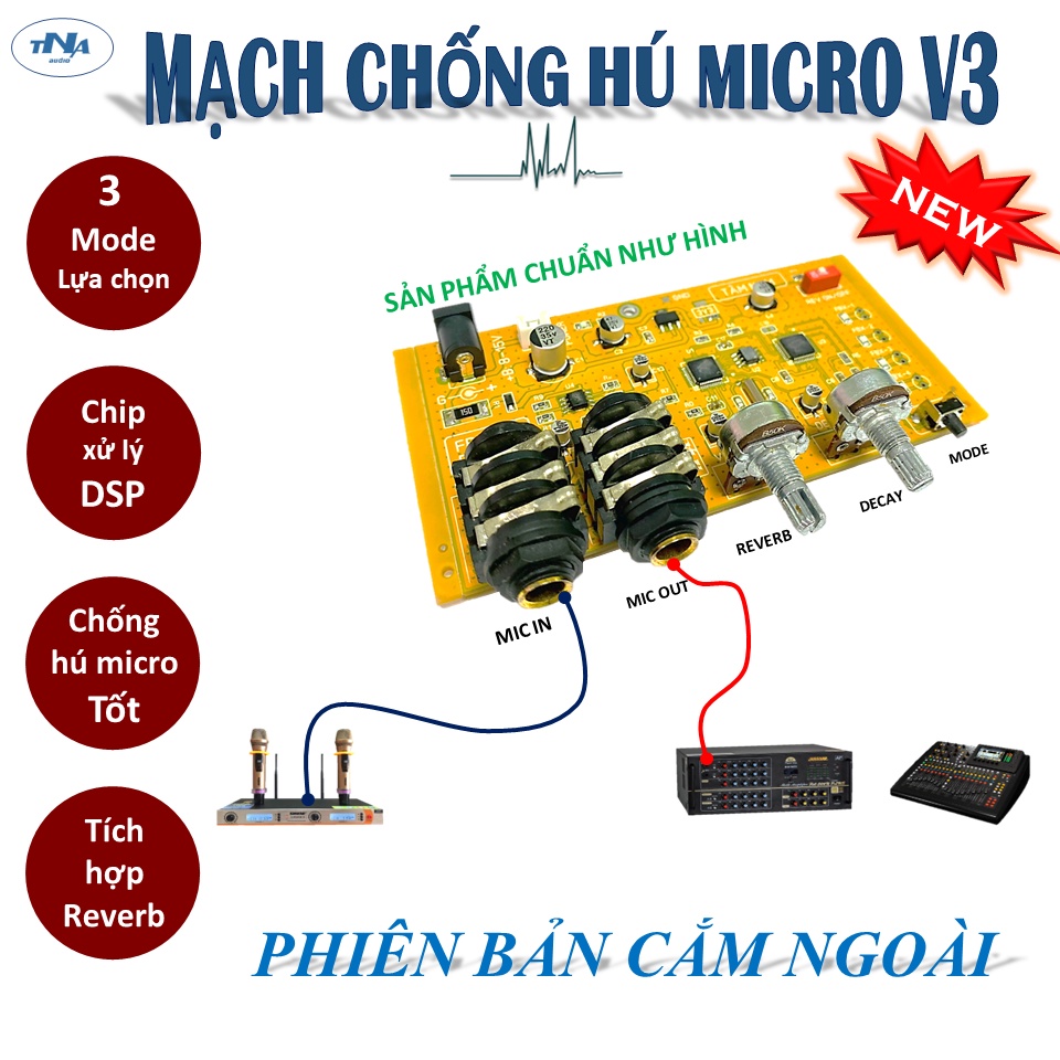 Bo Chống Hú Micro Có Reverb V3 Mới Nhất 2023 | Hộp Chống Hú Reverb V3 Tâm Nam