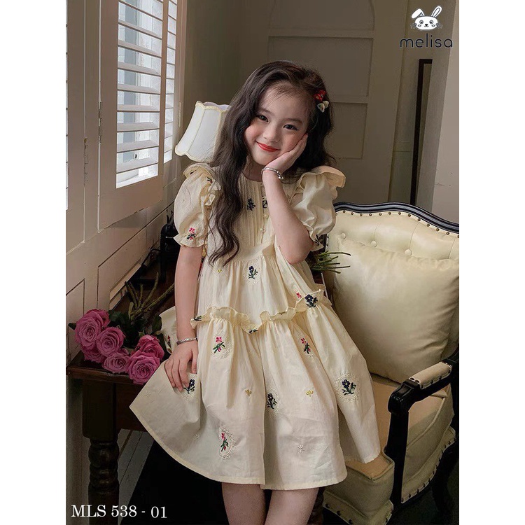 Váy kem hoa cho bé gái (có ảnh thật shop chụp)