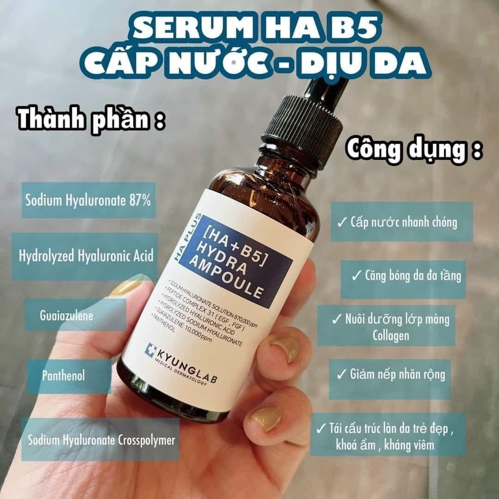 Serum HA + B5 KyungLab Hydra Ampoule Cấp Ẩm Cấp Nước Căng Bóng Sáng Da 50ml