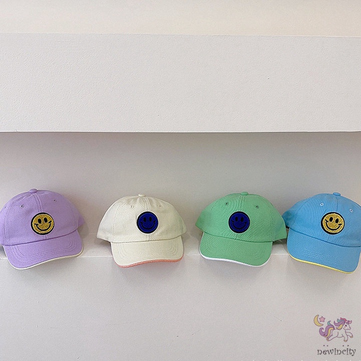 Mũ Lưỡi Trai Hình Mặt Cười Màu Macaron Phong Cách Hàn Quốc Cho Bé