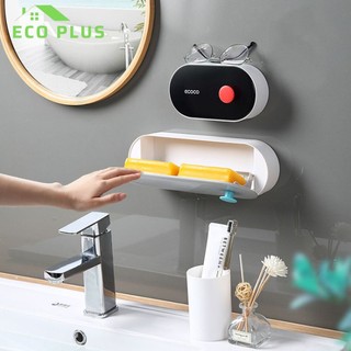 Hộp đựng xà phòng nhà tắm ecoco dán tường cao cấp, có móc treo bông tắm tiện lợi