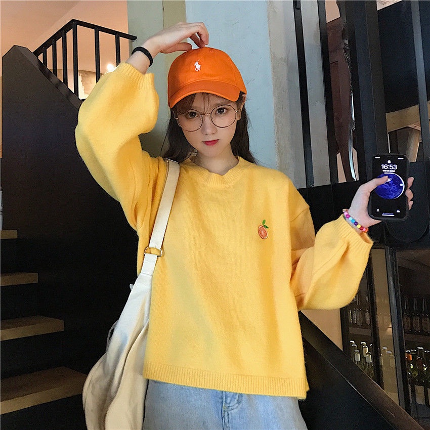 IELGY IELGY Áo sweater Dáng Rộng Thêu Họa Tiết Màu Sắc Ngọt Ngào Phong Cách Hàn Quốc Cho Nữ