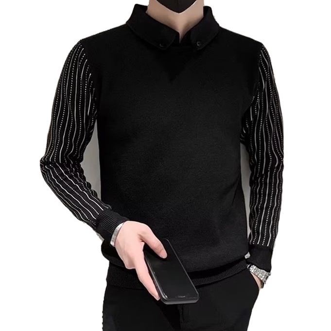 Áo Len Nam Dài Tay Cổ Bẻ Thời Trang Hàn Size M-3XL