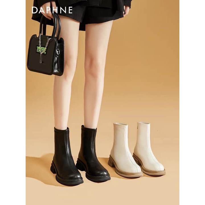 Giày Boot Nữ - Boot Judy cổ ngắn mũi tròn đế 4p phong cách ulzzang da mềm