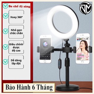" Đèn Livetream 2 Kẹp Điện Thoại "- Kẹp được 2 điện thoại cũng lúc, Có 3 chế độ màu khác nhau, DN Luxury