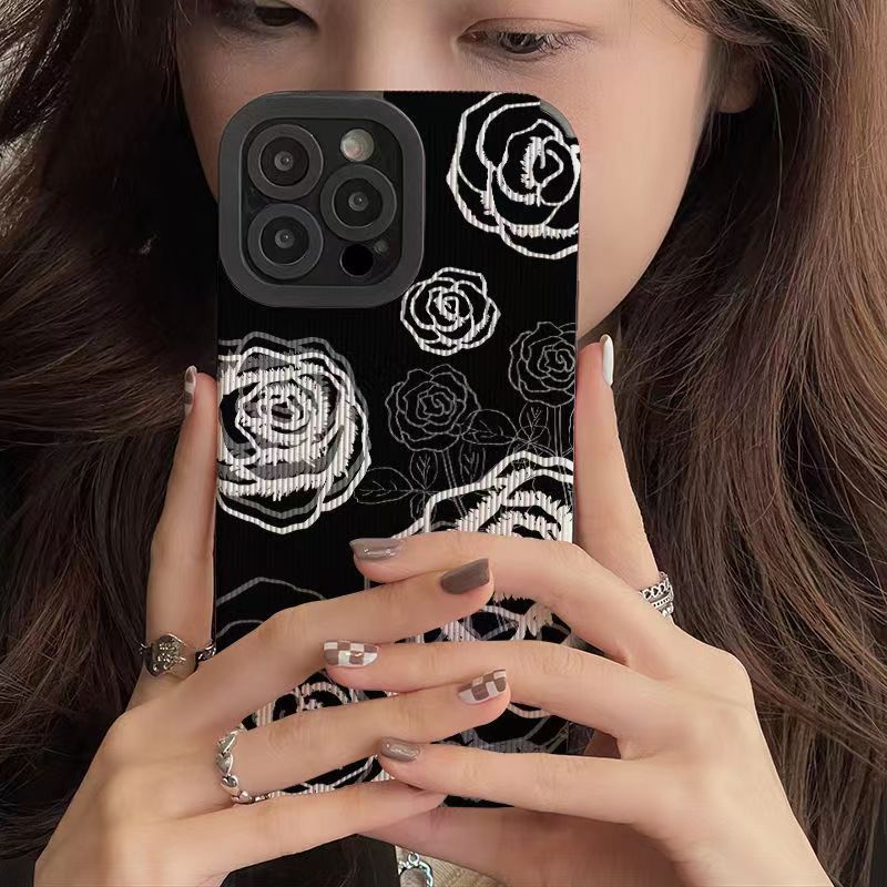 Ốp Điện Thoại Chống Sốc Bốn Góc Hình Hoa Hồng iPhone 14 14pro 14Plus 14prm 13 13pro 13prm 11 7Plus 8Plus Xr XS 12 Pro Max