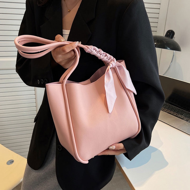 Menas Túi Xách Da PU Đeo Vai Màu Trơn Sức Chứa Lớn Phong Cách retro Thời Trang Thường Ngày