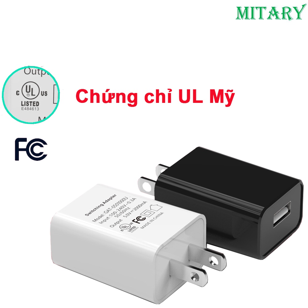 Củ sạc, nguồn camera cổng USB điện áp 5V dòng 1A, 2A, 3A đạt chứng chỉ UL của Mỹ [BH 1 tháng 1 đổi 1]