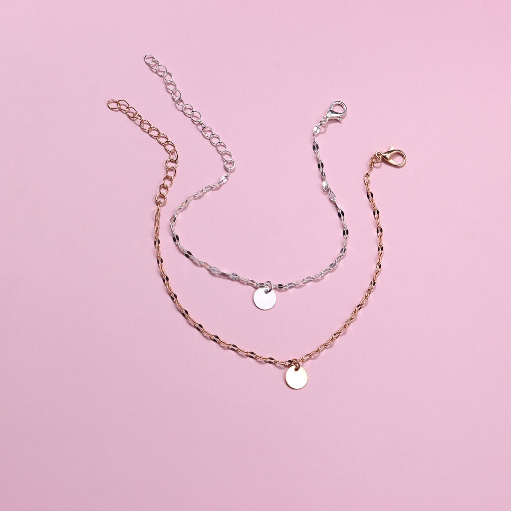 Vòng Tay Mặt Hình Đĩa Kim Loại Đơn Giản Thời Trang Cho Nữ