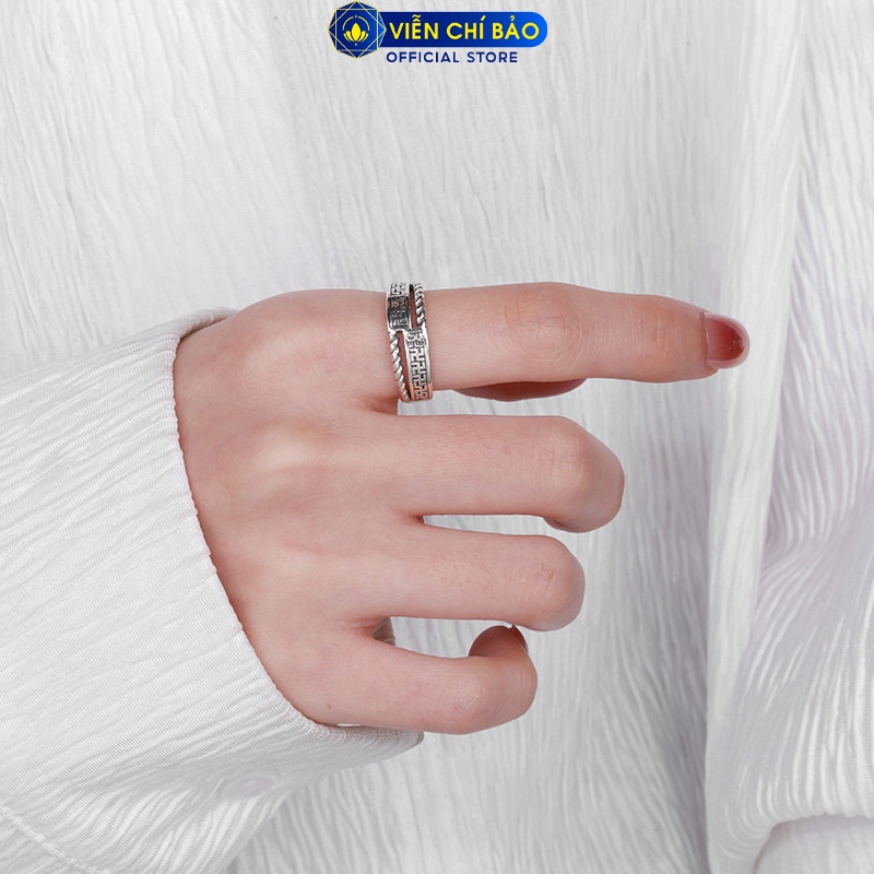 Nhẫn chữ Vạn xích chéo chất liệu bạc Thái 925 thời trang phụ kiện trang sức nữ Viễn Chí Bảo N000137