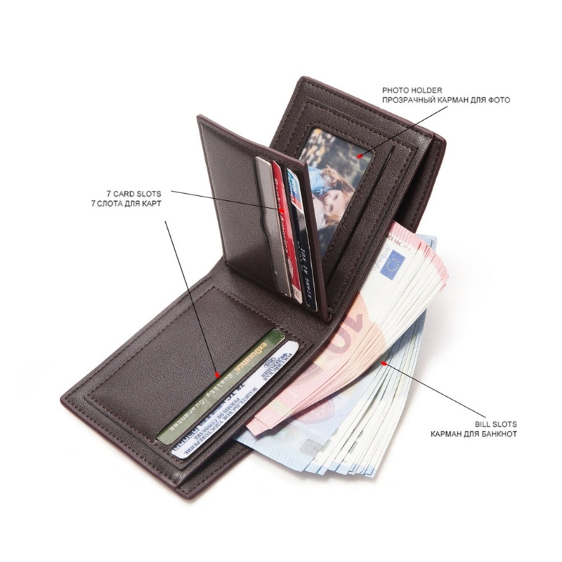 Ví Da PU Gập Đôi Thời Trang Nam Tính