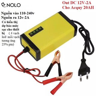 Cục Sạc Acquy Thông Minh Tự Ngắt Có Hiển Thị Mức Pin 12V 2A Cho 20AH