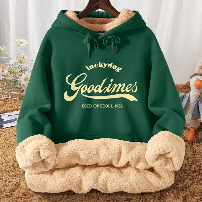 Áo Hoodie Lót Lông Cừu Dày Phong Cách Mới