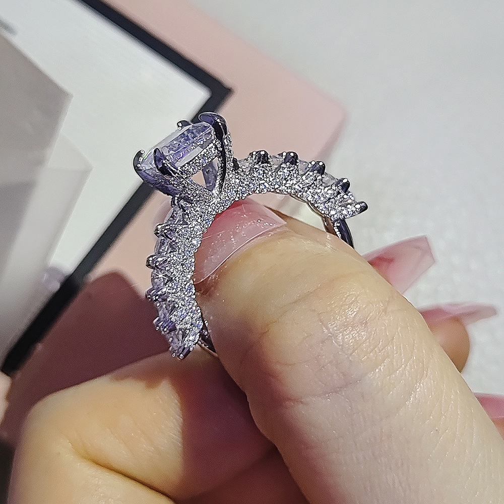 Nhẫn Đính Đá Zircon Hình Chữ Nhật Phong Cách Âu Mỹ Thời Trang Cho Nữ