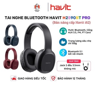  Tai Nghe Chụp Tai Không Dây HAVIT H2590BT Pro Bluetooth 5.1  Bản nâng cấp của Havit i62  Siêu nhẹ 150g - Hàng chính hãng 