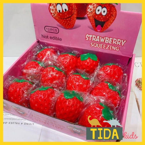 Dâu Tây Bóp Mềm ⚡ HOT TREND ⚡ Squishy Mochi Quả Dâu Tây Cute, Đồ Chơi Xả Stress Dễ Thương Xua Tan Căng Thẳng, TiDa Kids