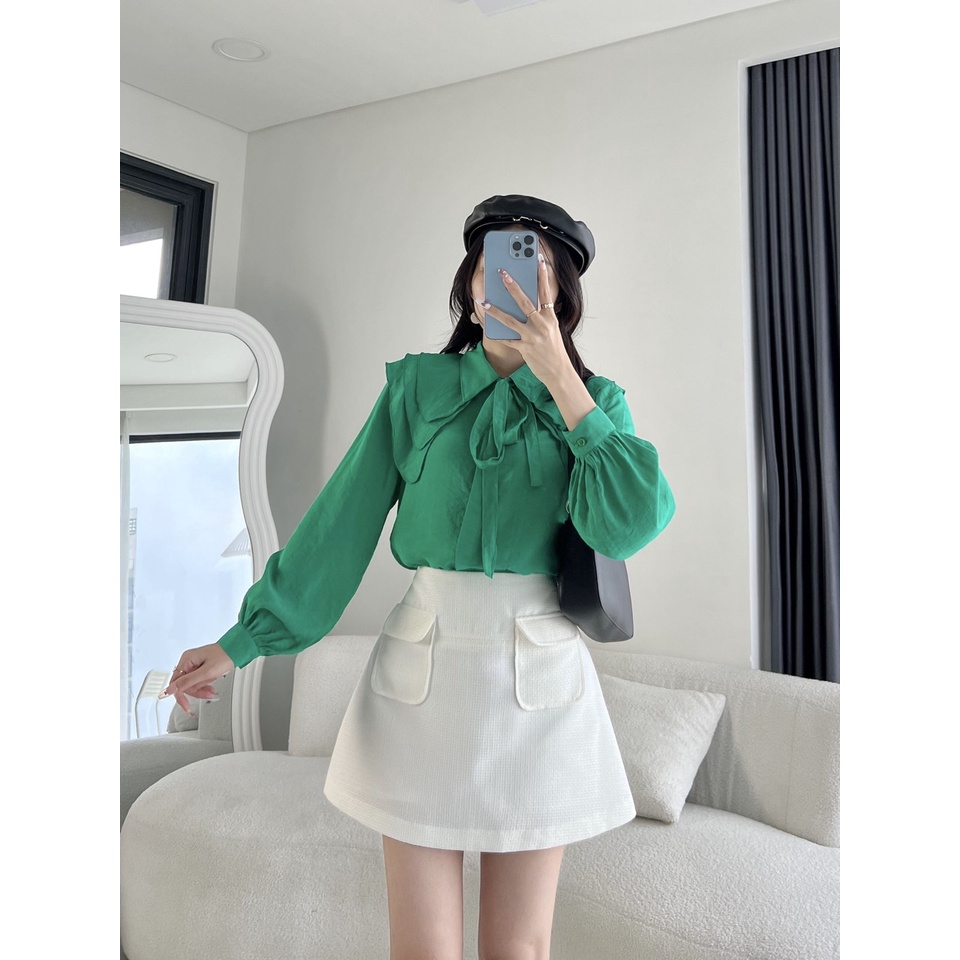 MEET - Áo Tơ Nơ Cổ Bèo Tầng