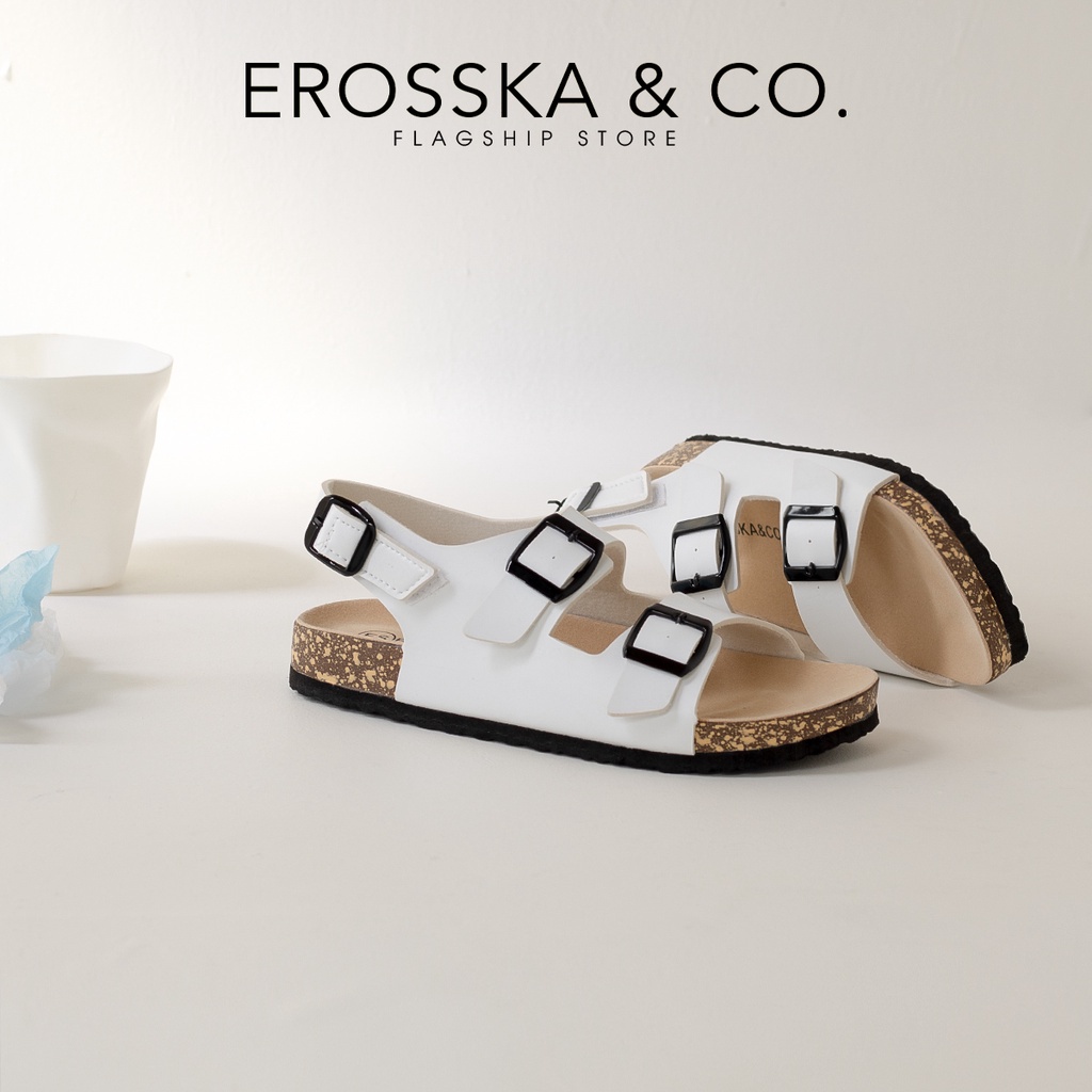 Sandal Birken quai ngang phối khoá thời trang Erosska màu đen _ DT012