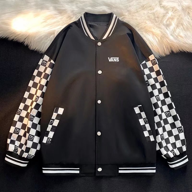 Áo Khoác Bóng Chày Cỡ Lớn In Họa Tiết Caro Phong Cách hip hop Nhật Bản Thời Trang Cho Nam size S-3XL