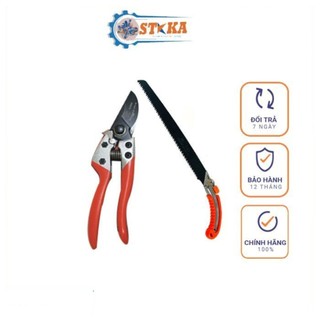 Combo kéo cắt tỉa cành cây cảnh + cưa cắt cành nhật bản kapusi chính hãng, kéo cắt cành cam k-8622, cưa cành cam k-8801