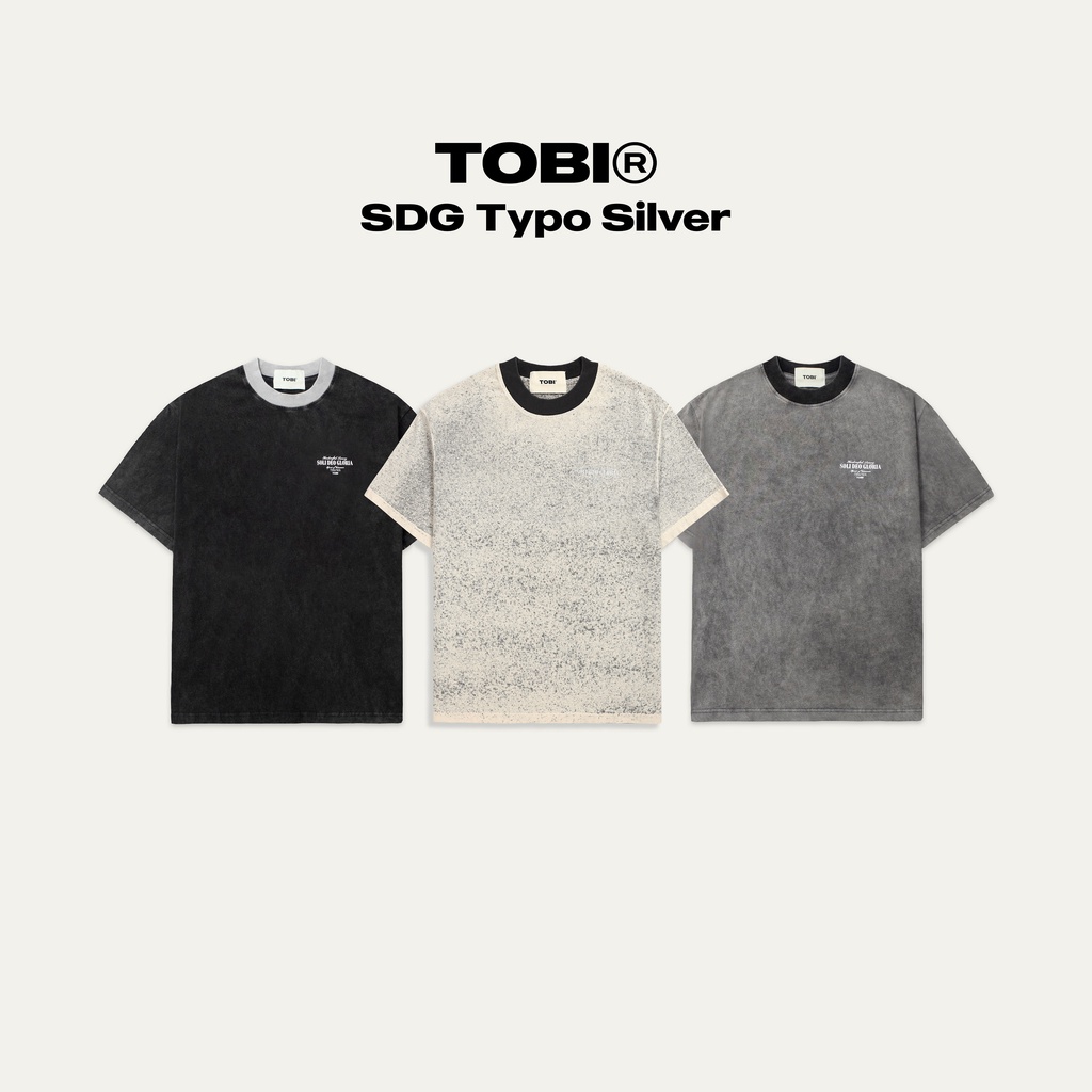 Áo thun tay lỡ in chữ bạc SDG TOBI - SDG Typo Silver