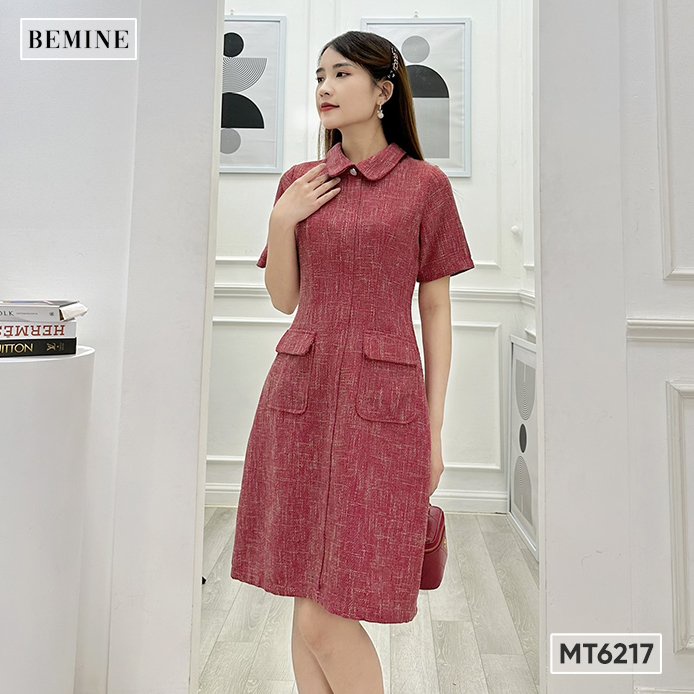 Đầm cổ sen tùng túi hộp BEMINE MT6217