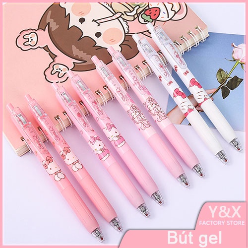 Y&amp;X Bút bi Gel bấm ngòi 0.5mm hình hoạt hình cute dễ thương mực đen vỏ hoạt hình đáng yêu
