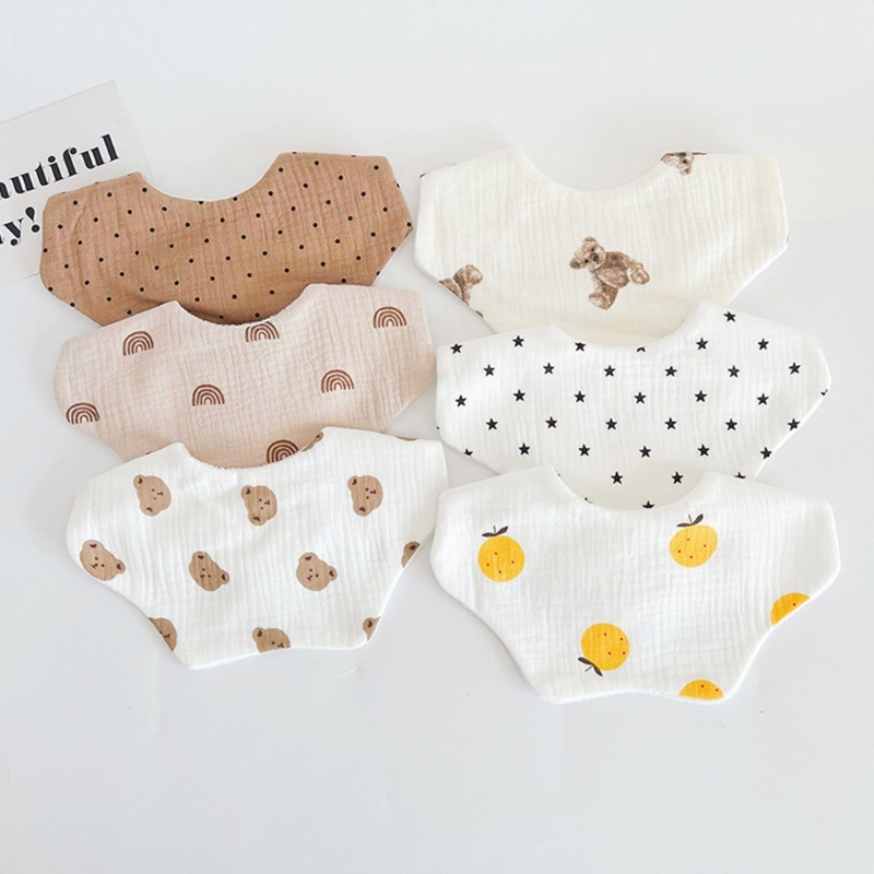 Yếm Ăn Vải Cotton Thoáng Khí Họa Tiết Hoa Xinh Xắn Cho Bé