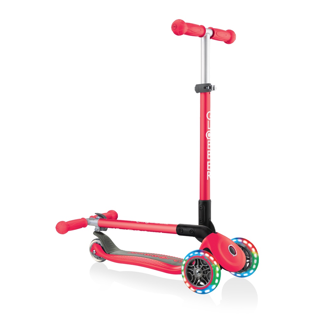 Xe Trượt Scooter 3 Bánh Gấp Gọn Có Bánh Xe Phát Sáng Globber Primo Cho Trẻ Em Từ 3 Đến 6 Tuổi - Đỏ