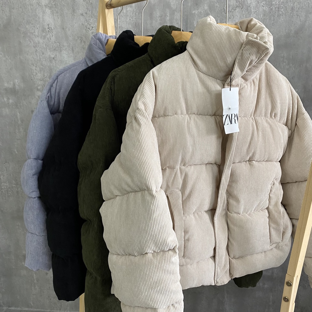 Áo khoác phao nhung tăm Z.R cao cấp nam nữ dáng rộng
