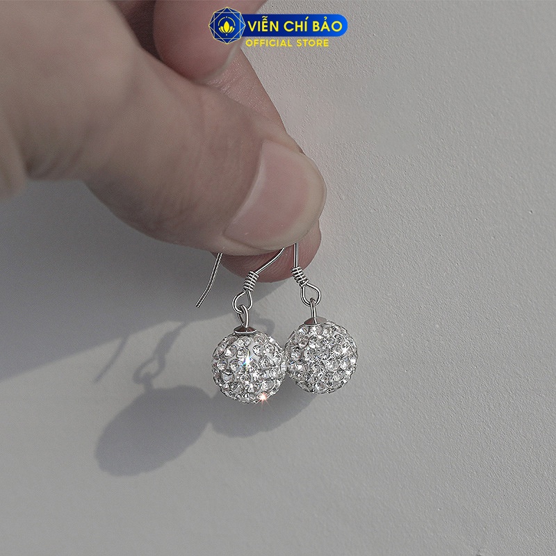 Bông tai bạc nữ Globular đính đá óng ánh chất liệu bạc 925 thời trang phụ kiện trang sức nữ Viễn Chí Bảo B400373