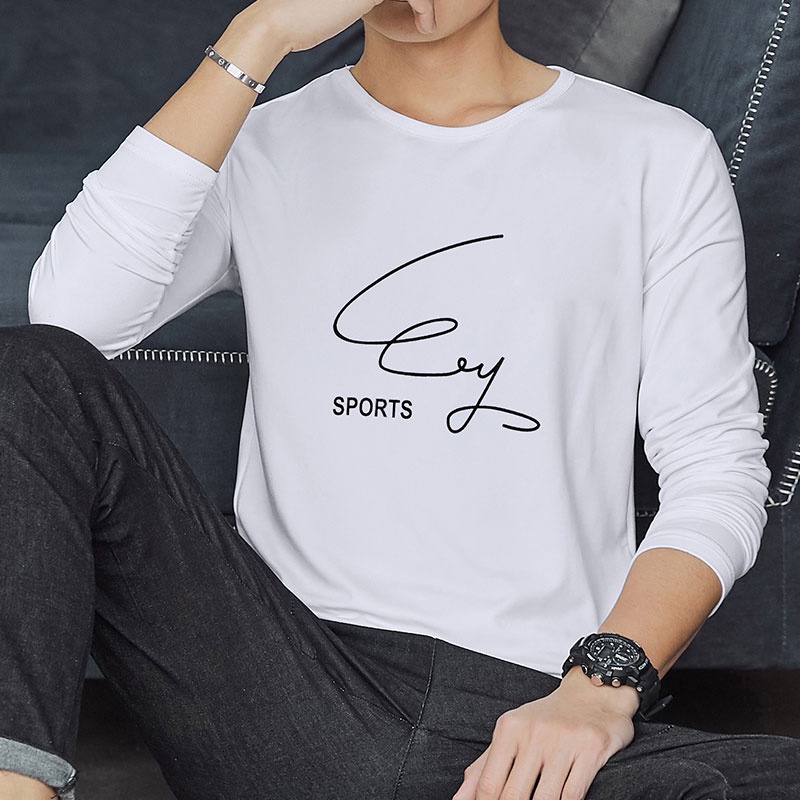 Áo Thun Tay Dài Cổ Tròn Thoáng Khí In Họa Tiết Thời Trang Cho Nam