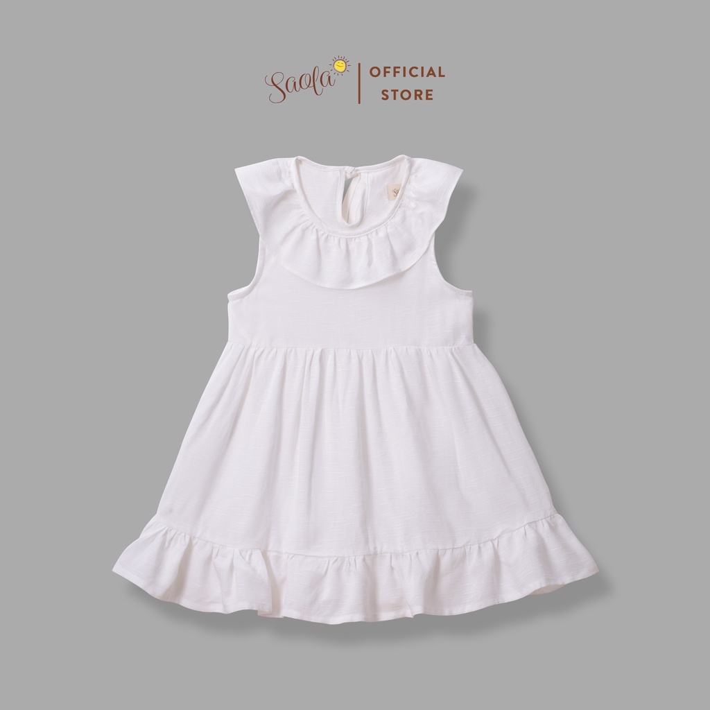 Váy Vải Dệt Cổ Tròn Nhún Bèo Xinh Xắn Cho Bé Gái - MILLA DRESS - DRC041 - SAOLA KIDS CLOTHING