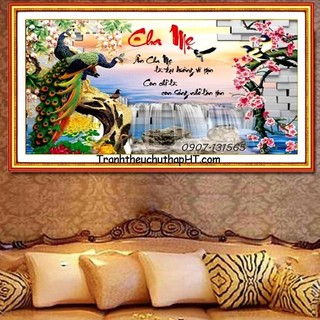 Tranh đính đá cha mẹ chưa đính lv369