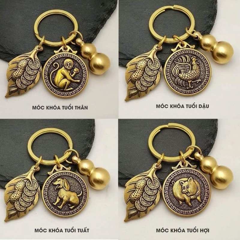 Móc Khoá Xe Máy, Oto 12 Con Giáp Phong Thuỷ Bằng Đồng Thau