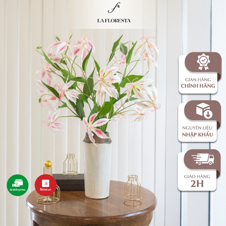 Cành Hoa Ly Lửa Giả LA FLORESTA Chất Liệu Silicon Nhập Khẩu Loại 1 Bền Màu, Dùng Để Trang Trí Nhà Cửa