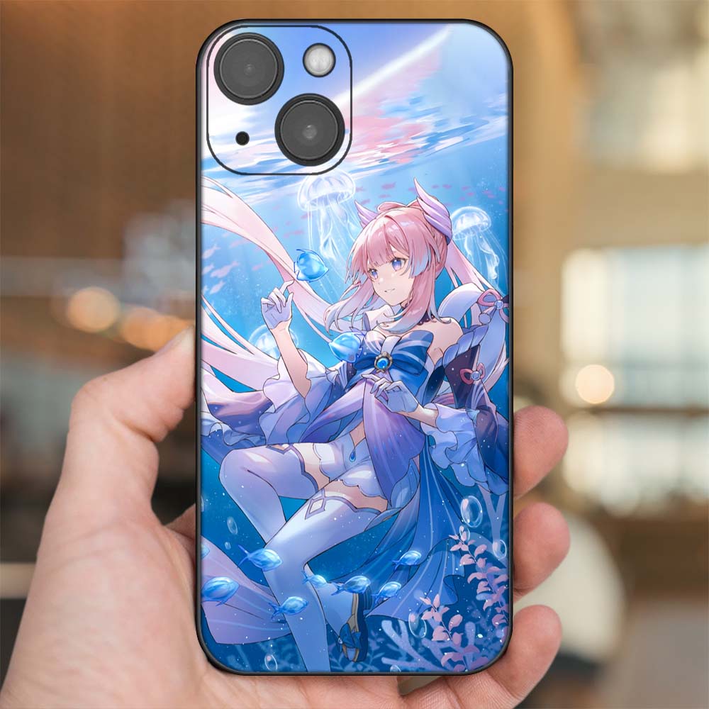 Ốp lưng iPhone 14 dẻo đen cạnh vuông in hình Sangonomiya Kokomi Genshin Impact