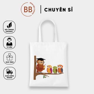 TÚI TOTE VẢI BỐ ĐEO VAI CANVAS HỌA TIẾT CHÀO ĐÓN 20-11 THẦY CÔ GIÁO